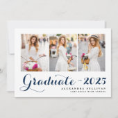 ネイビーブルークラス2025フォトコラージュ卒業 招待状 (正面)