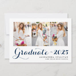 ネイビーブルークラス2025フォトコラージュ卒業 招待状