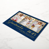 ネイビーブルークラス2025フォトコラージュ卒業 箔招待状 (回転した状態)