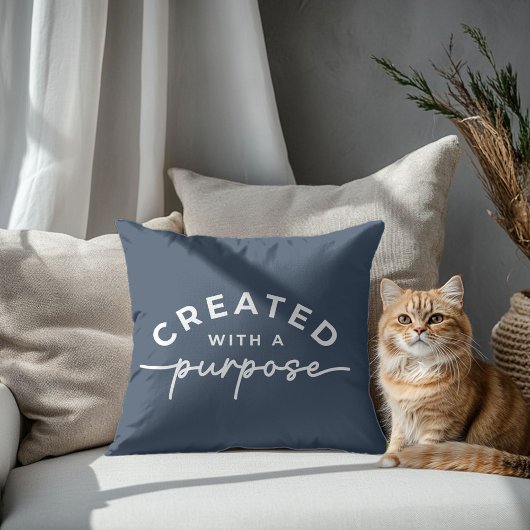 ネイビーブルークリスチャン引用文装飾用クッション クッション