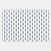 ネイビーブルークリスマスの雪片エバーグリーンツリー ラッピングペーパーシート (正面3)