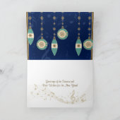 ネイビーブルークリスマスオーナメントズホリデーカード シーズンカード (内部)