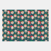 ネイビーブルークリスマスクルー6枚の写真カスタム撮り ラッピングペーパーシート (正面2)