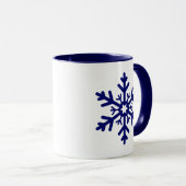 ネイビーブルークリスマススノーフレークかわいい冬の休日 マグカップ (正面右)