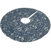 ネイビーブルークリスマスモダンボミニマルタニカルギフト ブラッシュドポリエステルツリースカート (アングル)