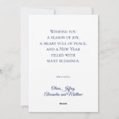 ネイビーブルークリスマス家族の写真愛の平和の喜び シーズンカード (裏面)