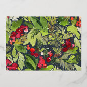 ネイビーブルークリスマス植物撮エレガント影モダン 箔シーズンカード (裏面)