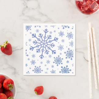 ネイビーブルークリスマス雪の上の冬の白 スタンダードカクテルナプキン