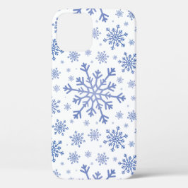 ネイビーブルークリスマス雪の上の冬の白 iPhone 12 PROケース