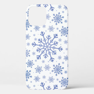 ネイビーブルークリスマス雪の上の冬の白 iPhone 12 PROケース