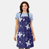 ネイビーブルークリスマス エプロン (着用した状態)