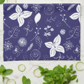 ネイビーブルークリスマス キッチンタオル (折り畳み)