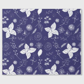 ネイビーブルークリスマス ラッピングペーパー (フラット)