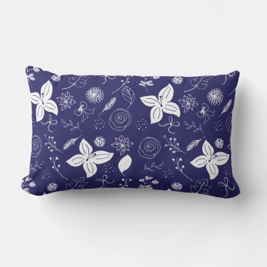 ネイビーブルークリスマス ランバークッション (正面)