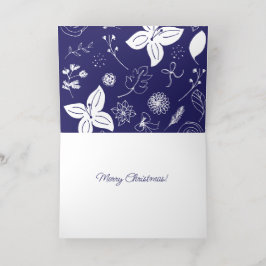 ネイビーブルークリスマス 箔グリーティングカード