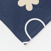 ネイビーブルークリームフラワーパターンレトロ フリースブランケット (角)