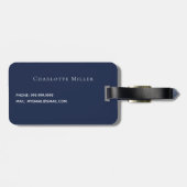 ネイビーブルークリームフラワーパターンレトロ ラゲッジタグ (裏面横)