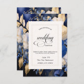 ネイビーブルークリームフラワーリハーサルディナー 招待状 (正面/裏面)