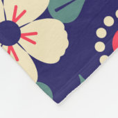 ネイビーブルークリームフラワー付き毛布 フリースブランケット (角)