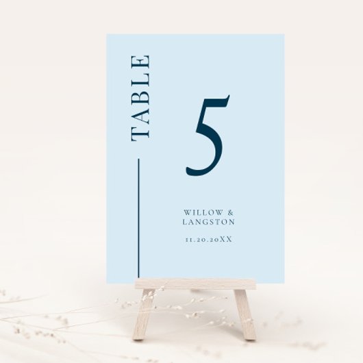 ネイビーブルークリーン結婚ラインのテーブル番号 テーブルナンバー