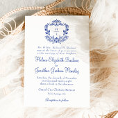 ネイビーブルークレストフォーマルエレガントな結婚式 招待状