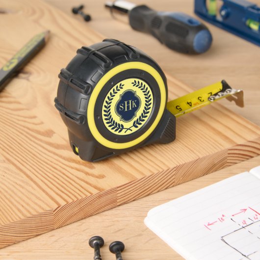 ネイビーブルークレストローレルリースモノグラム メジャー (ウッドワーク)