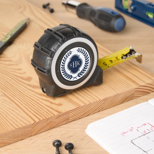 ネイビーブルークレストローレルリースモノグラム メジャー (ウッドワーク)