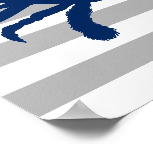 ネイビーブルークレバーグレーとホワイトのストライプ ポスター (角)