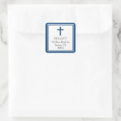 ネイビーブルークロスの最初の交会住所 スクエアシール (バッグ)
