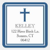 ネイビーブルークロスの最初の交会住所 スクエアシール (正面)