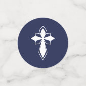 ネイビーブルークロススノーフレーク写真冬バプテスマ コンフェッティ (スモール正面)