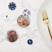 ネイビーブルークロススノーフレーク写真冬バプテスマ コンフェッティ (グループ)