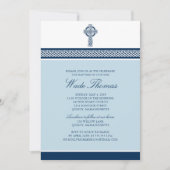 ネイビーブルークロスバプテスマ《キリスト教》洗礼式や命名式 招待状 (正面)