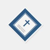 ネイビーブルークロス、最初の聖餐式 スタンダードカクテルナプキン (角)