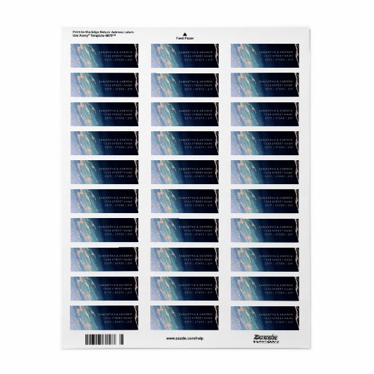 ネイビーブルーグラデーションアゲート金ゴールド結婚ズ差出人住所 ラベル (フルシート)