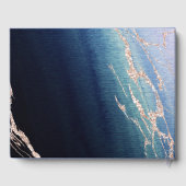 ネイビーブルーグラデーションアゲート&バラ金ゴールドズ結婚モノグラム ゲストブック (裏面)