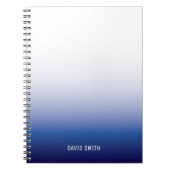 ネイビーブルーグラデーションプロフェッショナル名前をカスタムする手帳 ノートブック (正面)