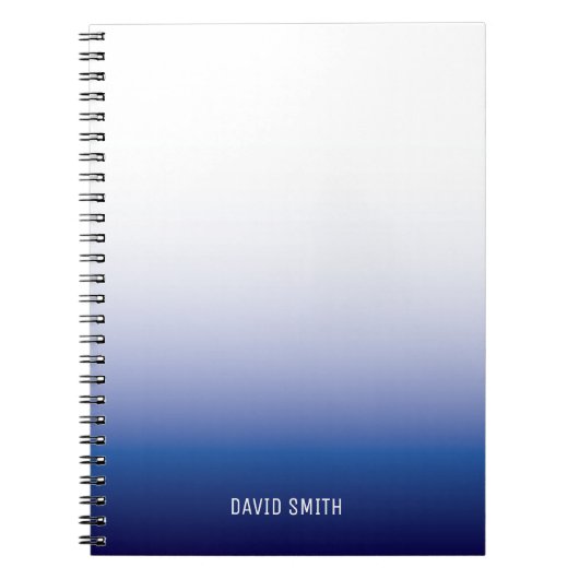 ネイビーブルーグラデーションプロフェッショナル名前をカスタムする手帳 ノートブック (正面)