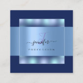 ネイビーブルーグラデーションモノグラム名社会バラ スクエア名刺 (正面)