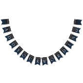 ネイビーブルーグラデーションライトタイポグラフィ結婚ズ バンティングフラッグ (全)