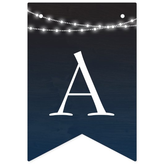 ネイビーブルーグラデーションライトタイポグラフィ結婚ズ バンティングフラッグ (第2の旗)