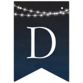 ネイビーブルーグラデーションライトタイポグラフィ結婚ズ バンティングフラッグ (第3の旗)