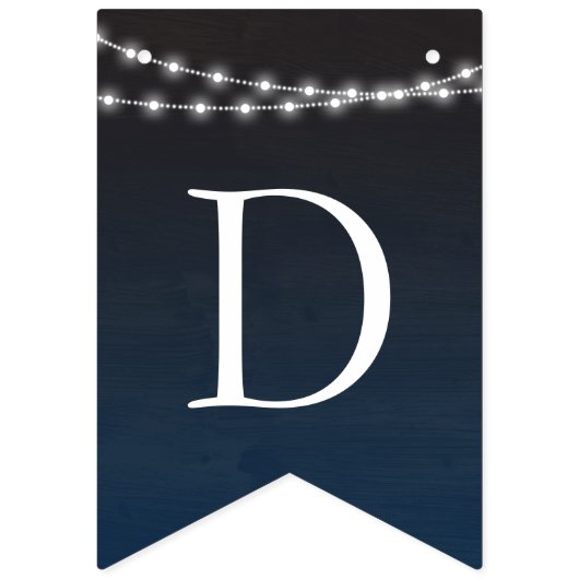 ネイビーブルーグラデーションライトタイポグラフィ結婚ズ バンティングフラッグ (第3の旗)