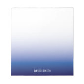 ネイビーブルーグラデーション名パーソナライズされたメモ帳 ノートパッド (正面)