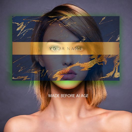 ネイビーブルーグランギー金ゴールド大理石Vip名刺2 名刺