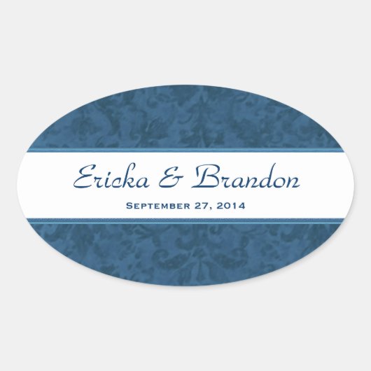 ネイビーブルーグランジダマスク楕円ステッカー 楕円形シール (正面)