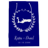 ネイビーブルーグランドケイマン結婚マップの歓迎スワッグ ミディアムペーパーバッグ (正面)