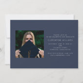 ネイビーブルーグラードブロックモダン写真卒業 招待状 (裏面)