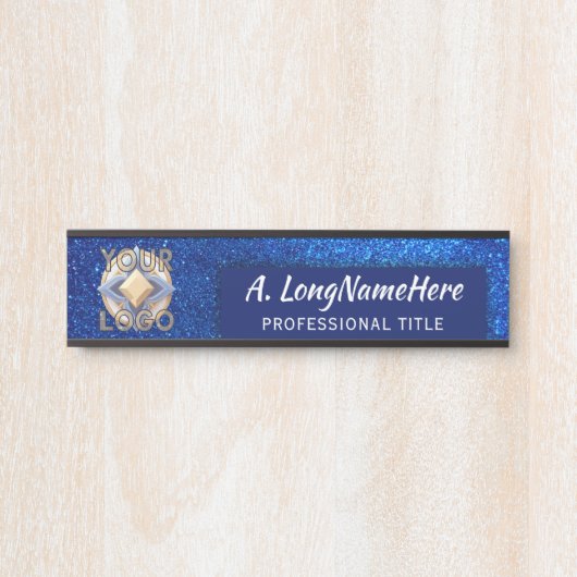 ネイビーブルーグリッターきらめくイベントプロフェッショナル サインプレート (正面)