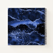 ネイビーブルーグリッターアゲイト大理石モノグラム ノートブック (裏面)